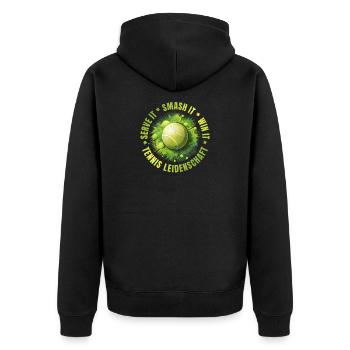 Serve it - Smash it - win it - Unisex Premium Bio Zip Hoodie - Schwarz - Hinten - Nico (187cm)