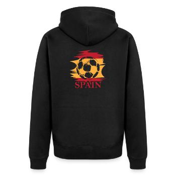 Spain Flag Football Team Logo Graphic - Unisex Premium Organic Zip Hoodie - black - Back - Nico (187cm)