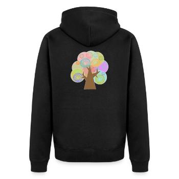 Tree Minimalist - Unisex Premium Organic Zip Hoodie - black - Back - Nico (187cm)