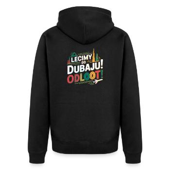 Let's go! Where? We're flying to Dubai! Odlooot! - Unisex Premium Organic Zip Hoodie - black - Back - Nico (187cm)