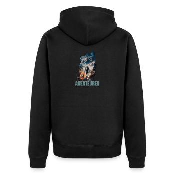 Abenteurer - Unisex Premium Bio Zip Hoodie - Schwarz - Hinten - Nico (187cm)