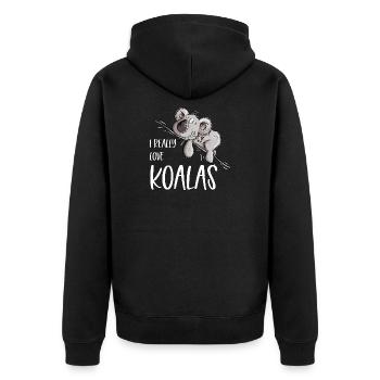 I Really Love Koalas Koala Bear - Unisex Premium Organic Zip Hoodie - black - Back - Nico (187cm)