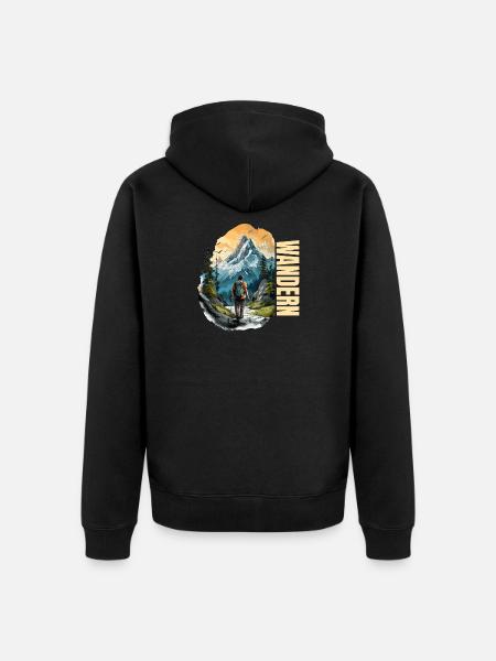 Wandern - Unisex Premium Bio Zip Hoodie - Schwarz
