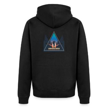 Abenteuer Auf den Spuren der Natur - Unisex Premium Bio Zip Hoodie - Schwarz - Hinten - Nico (187cm)