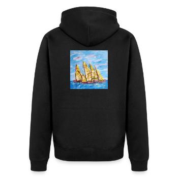 Fjordboot Segelregatte - Unisex Premium Bio Zip Hoodie - Schwarz - Hinten - Nico (187cm)