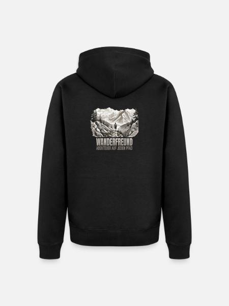 Abenteuer auf jeden Pfad - Unisex Premium Bio Zip Hoodie - Schwarz