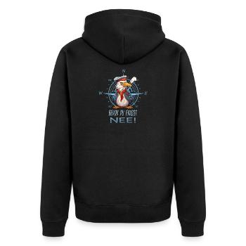 Bevor du fragst, Nee - Unisex Premium Bio Zip Hoodie - Schwarz - Hinten - Nico (187cm)