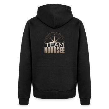 Team Nordsee - Unisex Premium Bio Zip Hoodie - Schwarz - Hinten - Nico (187cm)