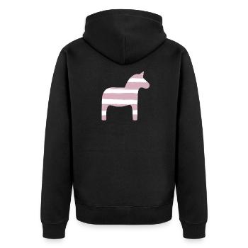 Dalapferd Streifen rosa Mädchen skandinavisch Deko - Unisex Premium Bio Zip Hoodie - Schwarz - Hinten - Nico (187cm)