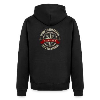 Meine Lieblingsinsel - Helgoland - Unisex Premium Bio Zip Hoodie - Schwarz - Hinten - Nico (187cm)