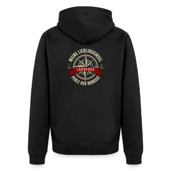 Meine Lieblingsinsel - Langeoog - Unisex Premium Bio Zip Hoodie - Schwarz - Hinten - Nico (187cm)
