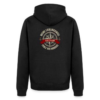 Meine Lieblingsinsel - Baltrum - Unisex Premium Bio Zip Hoodie - Schwarz - Hinten - Nico (187cm)