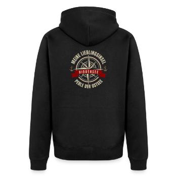 Meine Lieblingsinsel - Hiddensee - Unisex Premium Bio Zip Hoodie - Schwarz - Hinten - Nico (187cm)
