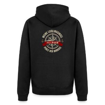 Meine Lieblingsinsel - Pellworm - Unisex Premium Bio Zip Hoodie - Schwarz - Hinten - Nico (187cm)