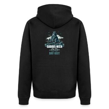 Sabbel nicht - Dat geit - Unisex Premium Bio Zip Hoodie - Schwarz - Hinten - Nico (187cm)