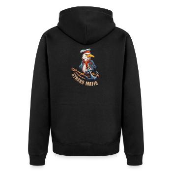 Seefahrer Adler mit Anker - Unisex Premium Bio Zip Hoodie - Schwarz - Hinten - Nico (187cm)