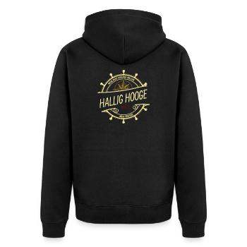 Hallig Hooge - Unisex Premium Bio Zip Hoodie - Schwarz - Hinten - Nico (187cm)