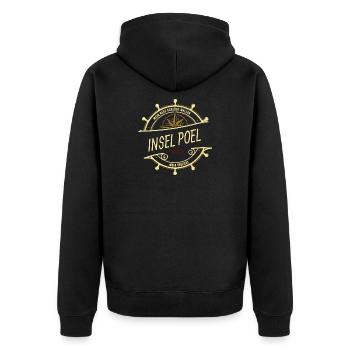 Mein Herz schlägt Wellen - Insel Poel - Unisex Premium Bio Zip Hoodie - Schwarz - Hinten - Nico (187cm)
