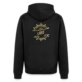 Mein Herz schlägt Wellen - Laboe - Unisex Premium Bio Zip Hoodie - Schwarz - Hinten - Nico (187cm)