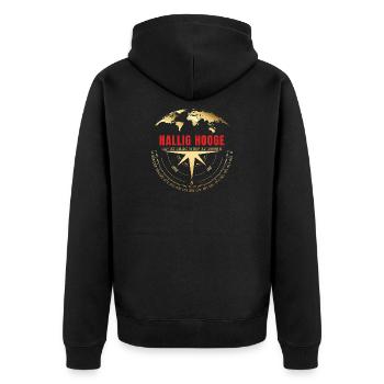 Koordinaten Hallig Hooge - Unisex Premium Bio Zip Hoodie - Schwarz - Hinten - Nico (187cm)