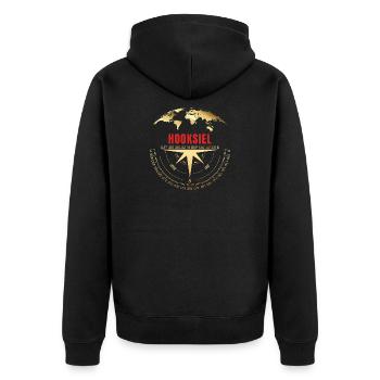 Koordinaten Hooksiel - Unisex Premium Bio Zip Hoodie - Schwarz - Hinten - Nico (187cm)