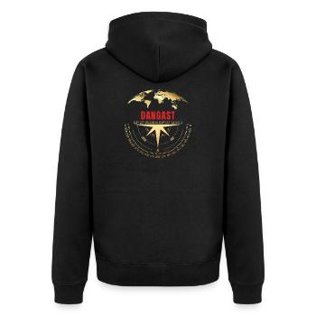 Koordinaten Dangast - Unisex Premium Bio Zip Hoodie - Schwarz - Hinten - Nico (187cm)