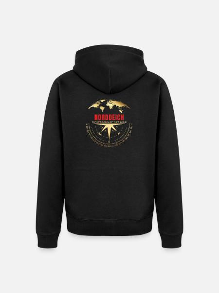 Koordinaten Norddeich - Unisex Premium Bio Zip Hoodie - Schwarz