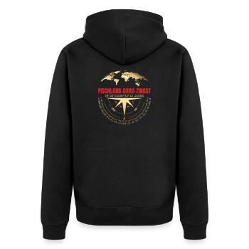 Koordinaten Fischland-Darß-Zingst - Unisex Premium Bio Zip Hoodie - Schwarz - Hinten - Nico (187cm)