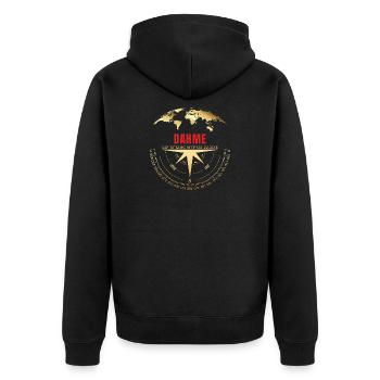 Koordinaten Dahme - Unisex Premium Bio Zip Hoodie - Schwarz - Hinten - Nico (187cm)