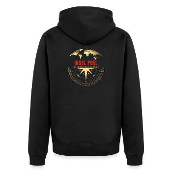Koordinaten Insel Poel - Unisex Premium Bio Zip Hoodie - Schwarz - Hinten - Nico (187cm)
