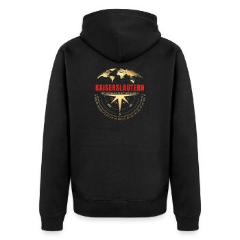 Koordinaten Kaiserslautern - Unisex Premium Bio Zip Hoodie - Schwarz - Hinten - Nico (187cm)