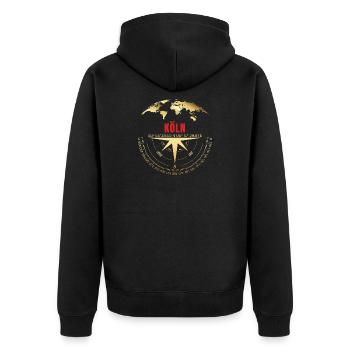 Koordinaten Köln - Unisex Premium Bio Zip Hoodie - Schwarz - Hinten - Nico (187cm)