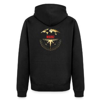 Koordinaten Mainz - Unisex Premium Bio Zip Hoodie - Schwarz - Hinten - Nico (187cm)