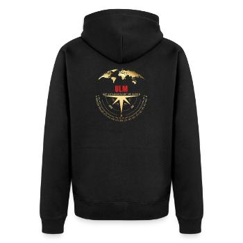 Koordinaten Ulm - Unisex Premium Bio Zip Hoodie - Schwarz - Hinten - Nico (187cm)