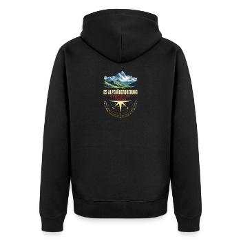 E5 Alpenüberquerung - Unisex Premium Bio Zip Hoodie - Schwarz - Hinten - Nico (187cm)