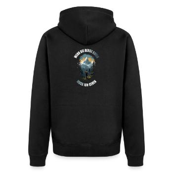 Wenn die Berge rufen muss ich gehen - Unisex Premium Bio Zip Hoodie - Schwarz - Hinten - Nico (187cm)