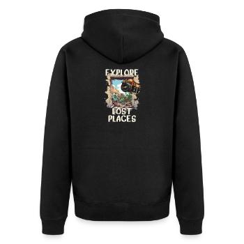 Explore Lost Places - Unisex Premium Bio Zip Hoodie - Schwarz - Hinten - Nico (187cm)