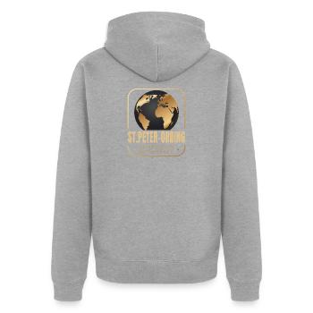 St.Peter-Ording - Unisex Premium Bio Zip Hoodie - Grau meliert - Hinten - Nico (187cm)