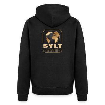 Sylt - Unisex Premium Bio Zip Hoodie - Schwarz - Hinten - Nico (187cm)
