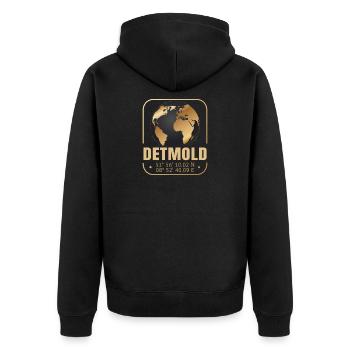 Detmold - Unisex Premium Bio Zip Hoodie - Schwarz - Hinten - Nico (187cm)