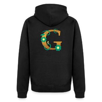 G - Unisex Premium Organic Zip Hoodie - black - Back - Nico (187cm)