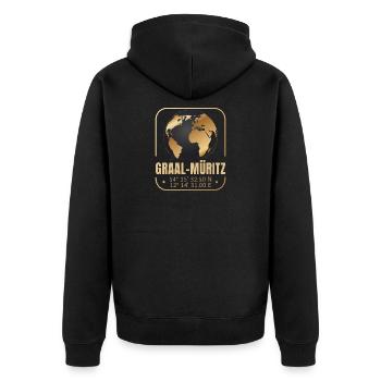 Graal Müritz - Unisex Premium Bio Zip Hoodie - Schwarz - Hinten - Nico (187cm)