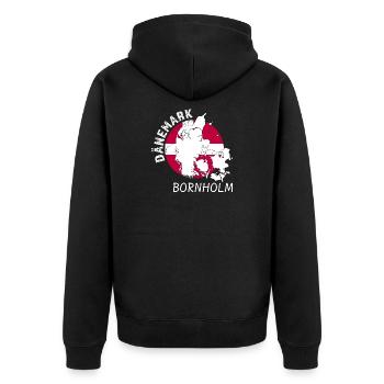 Bornholm - Unisex Premium Bio Zip Hoodie - Schwarz - Hinten - Nico (187cm)