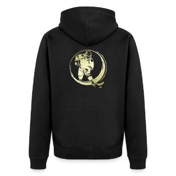 Hockey Spieler Silhouette - Unisex Premium Bio Zip Hoodie - Schwarz - Hinten - Nico (187cm)