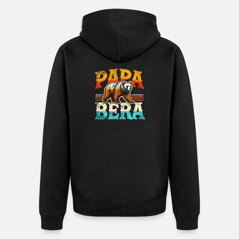 Papa Ours Style Rétro, Pères - Veste à capuche bio Premium Unisexe - noir