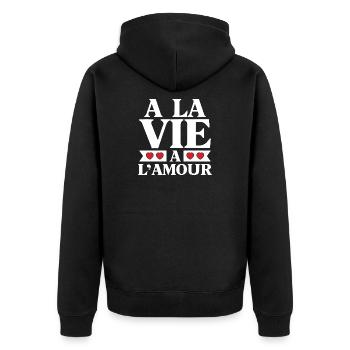 La Vie et L'Amour Coeurs Rouges - Veste à capuche bio Premium Unisexe - noir - Dos - Nico (187cm)