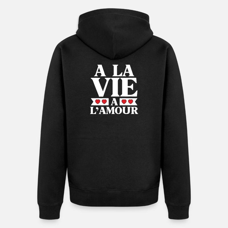 La Vie et L'Amour Coeurs Rouges - Veste à capuche bio Premium Unisexe - noir