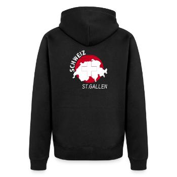 St. Gallen - Unisex Premium Bio Zip Hoodie - Schwarz - Hinten - Nico (187cm)