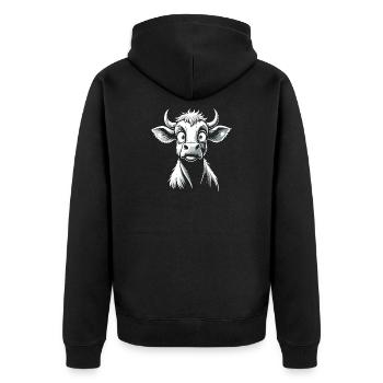 Cow Funny Cow Head Cow Funny Drawing - Unisex Premium Organic Zip Hoodie - black - Back - Nico (187cm)