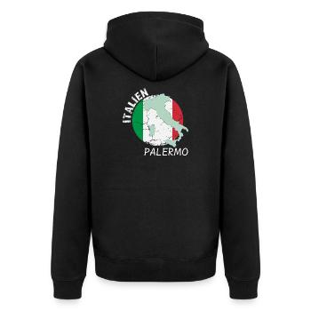 Palermo - Unisex Premium Bio Zip Hoodie - Schwarz - Hinten - Nico (187cm)